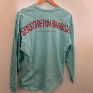 Southern Marsh Women’s Size XS Light Blue Paisley Graphic Long Sleeve Cotton Tee